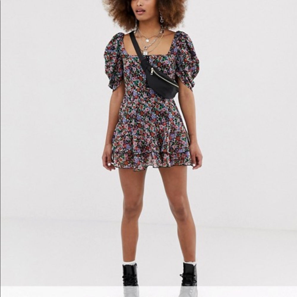 Asos Collusion mini dress puff sleeves